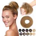 MY-LADY Messy Bun Hair Pieces Human Hair for Women Real Hairpiece Straight Scrunchies Tousled Updo Donut Chignon Ponytail Extension Golden Brown