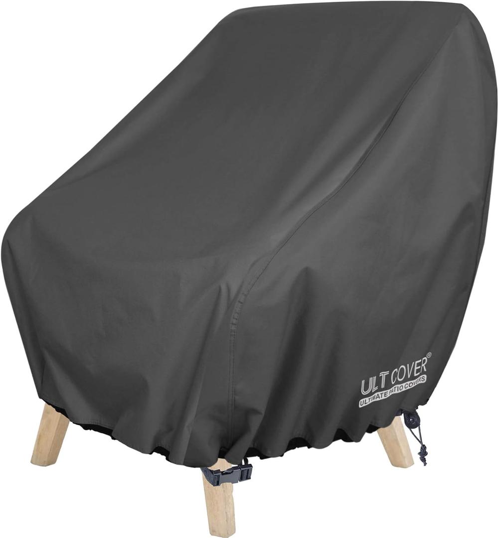 ULTCOVER Waterproof Patio Chair Cover Outdoor Lounge Deep Seat Single Lawn Chair Cover Fits Up to 32W x 34D x 34H inches, Black