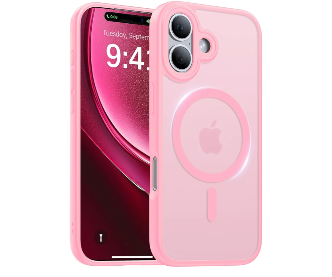 Magnetic for iPhone 17 Case,[Anti-Slip][Compatible with MagSafe][Military Grade Drop Protection] Shockproof Protective Translucent Matte Phone Case for iPhone 17 Case,Pink
