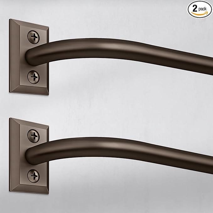 Hei!Dear 2 Pack Blackout Curtain Rod for Windows 28 to 48 inch (2.33-4Ft), Wrap Around Room Darkening Curtain Rods, 5/8" Samll Adjustable Modern Decorative Window rod,Brown