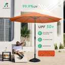 JEAREY 9FT Outdoor Patio Umbrella Outdoor Table Umbrella with Push Button Tilt and Crank, Market Umbrella 8 Sturdy Ribs UV Protection Waterproof for Garden, Deck, Backyard, Pool (Orange)