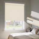 HESTIA No Drill Cordless Blackout Roller ShadesThermal Insulated Jacquard Fabric Blinds with Valance, Easy Inside Mount for Bedroom and Home Office, Linen