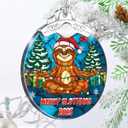 2 x NewEleven Sloth Gifts for Women, Men - Sloth Christmas Ornaments, Cute Decoration Gift for Him, Her, Friend - Sloth Ornaments for Christmas Tree 2025 - Stained Glass Ornament