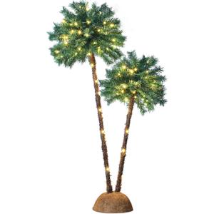DAMEING 6' 5' Palm Tree Christmas Tree, Pre-Lit Artificial Xmas Tree Lights Light Up LED Fake Decorations Decor for Indoor Inside Party, Home, Office, Holiday Decor