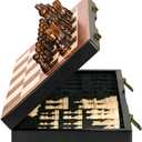 Magnetic Wooden Chess Set 15" Unique Chess Board Game with Chess Pieces Storage Slots, Tournament Portable Folding Travel Chess Sets for Kids Adults Beginner and Pros, 2 Extra Queens