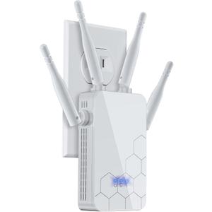 WiFi Extender Internet Booster, 10000 Sq.ft Long Range Repeater Wireless Routers Amplifier, Support More Network Devices at Home, Mesh Wi-Fi 80% Faster, Broader Than Ever, 1 Tap Setup