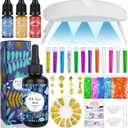 UV Resin Kit with Light, 200g Ultraviolet Fast Curing UV Epoxy Resin Set with UV Light Crystal Hard Type Resin Glue Jewelry Making Supplies Starter Tools for Adult DIY Craft Molds Necklace Pendant