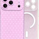Cute Polka Dot Magnetic Phone Case for iPhone 17 ProFull-Coverage Lens Protection Shockproof Protective Clear Phone Cover for Women&Girls,Pink