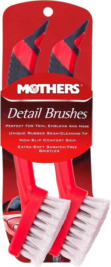 Mothers Car Detailing Brush for Stain and Hair Removal on Vinyl and Leather Seats - 2 Pack