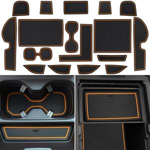Center Console Liner for Honda CRV Accessories 2023 2024 2025, for CR-V Cup Holder Mat, Door Slot Pad, Coaster Trim, Non-Slip Dust Interior, Custom Rubber Decoration Insert (17pcs, Orange Trims)