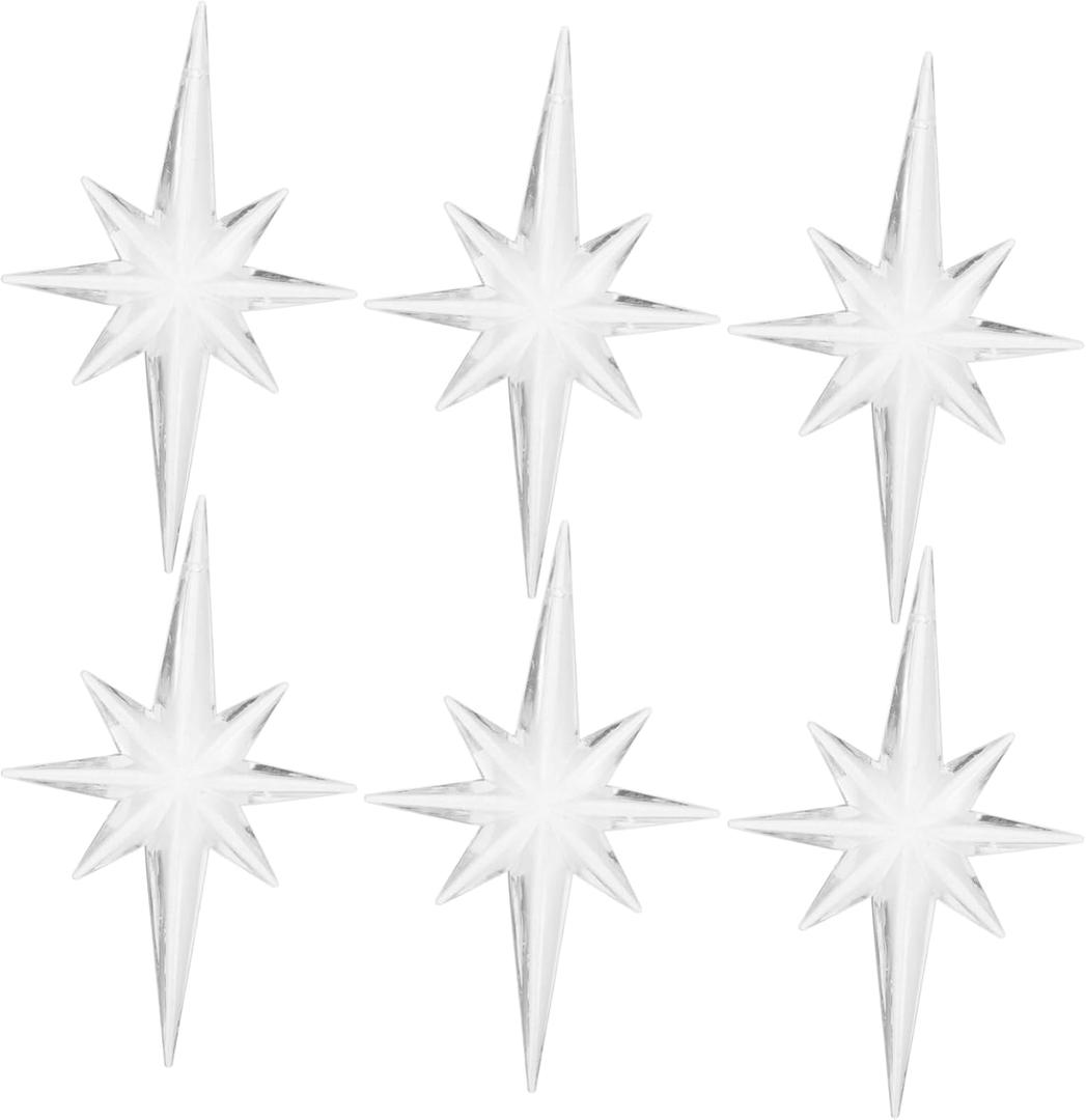 Sosoport Octagonal Star Shaped Hanging Ornament 5.11X3.14In Clear Acrylic Xmas Tree Decoration for Holiday Home Office Party