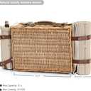 Multifunctional Wicker Picnic Basket Set for 2 with Blanket and Picnic Table, Insulated Picnic Set with Full Tablewares for Camping Outdoor Couples,Natural