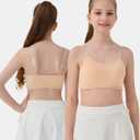 SALIA GIRL Training Bra for Girls 10-16 with Fixed Padding, Girls Bras for Teens Cami Bra with Replaceable Clear Straps (2p-nude)