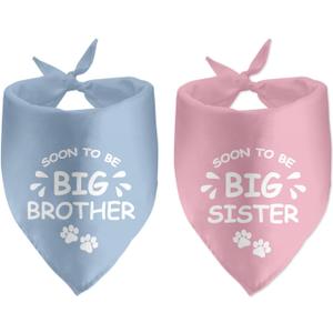 2 Pack Soon to Be Big Sister Brother Gender Reveal Baby Announcement Dog Bandana for Dogs Pet Accessories Dog Pet Lovers Pregnancy Ideas,  Neck Size 20 Inches