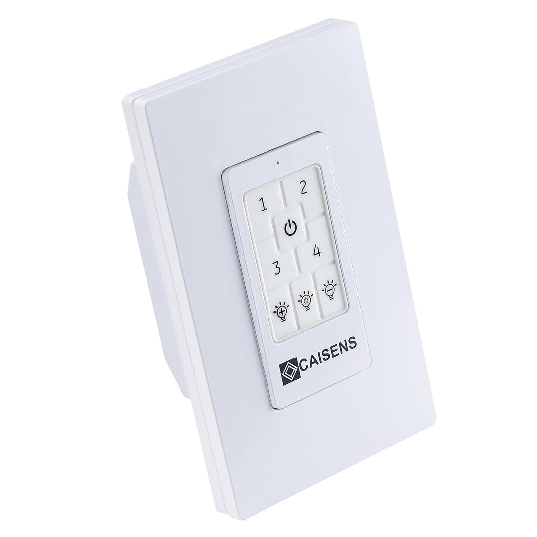 Universal Ceiling Fan Wall Control with Four Speed Switch and LED/Incandescent Light Dimmer, Ceiling Fan Wall Switch for Harbor Breeze, Lowes, Hunter, Honeywell, White