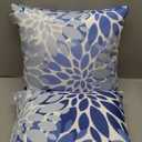 Outdoor Pillows, Pack of 2 Waterproof Decorative Throw Pillows with Inserts, 18x18 Square Pillows for Couch, Sofa and Patio Furniture (Blue-y Flower)