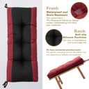 Outdoor Bench Cushion, Blue Shredded Memory Foam, Waterproof Patio Furniture Cushion Fade Resistant Indoor Window Seat Pad 4.5inch Extra Thick with Adjustable Strap 42 x 16 Inch, Burgundy