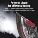 CHI Steam Iron for Clothes with 8 Retractable Cord, 1700 Watts, 3-Way Auto Shutoff, 400+ Holes, Professional Grade, Temperature Control Dial, Titanium Infused Ceramic Soleplate, Silver (13106)