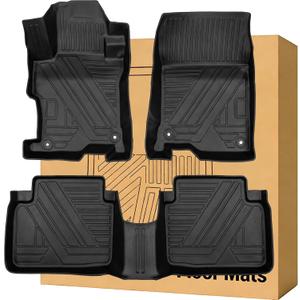 Floor Mats Compatible with 2008-2012 Honda AccordAll Weather Waterproof Durable Anti-Slip Odorless Custom-fit Front Rear Rows Full Set Carpet Protection TPE Liner