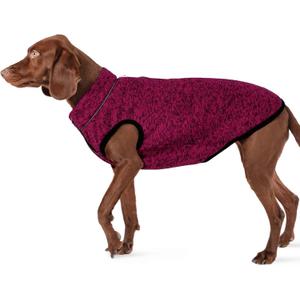 ROZKITCH X-Large Dog Sweater, Stretchy Jacket with Fleece Lining, Knit Pet Coat for Large with Zipper Opening for Harness, Fleece Jumpsuit Adjustable Neck Reflective Pet Jacket Rosered XL (XL(Chest:24.4" Back:18.1"))