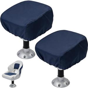 8 x Folding Boat Seat Cover Waterproof 210D Heavy Duty Weather Resistant Material Trailerable Fishing Chair Covers 20W x 18D x 14H inch (2, Blue)
