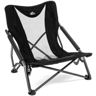Cascade Mountain Tech Folding Camp Chair for Camping, Beach, Picnic, Barbqeues, Sporting Events with Carry Bag (Black)
