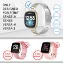 Wearlizer Compatible with Fitbit Versa 4/3 Bands/Fitbit Sense Bands for Women Men, Stainless Steel Ultra-Thin Lightweight Metal Replacement Strap for Versa 4/Sense (Soft Gold+Silver)