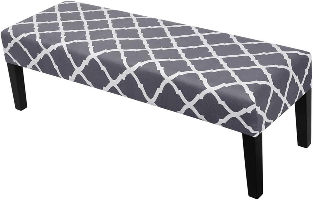 SearchI Dining Bench Cover, Stretch Washable Long Bench Seat Covers, Rectangle Dining Table Bench Slipover for Dining Room, Living Room, Kitchen(Grey Rhombus)