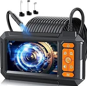 Endoscope Camera with Light, 1920P HD Borescope Inspection Camera with 4.3" IPS Screen, AukonVee IP67 Waterproof with 8 LEDs & 16.5ft Semi-Rigid Snake Camera for Automotive Pipe Tools Gadgets for Men