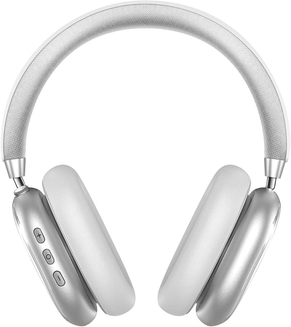 Wireless Headphones Over-Ear Bluetooth Adjustable 42 Hours of Listening Time Volume Control, Fitting in Gaming/Running/Sports Headphones for iPhone/Android/Samsung -Silver