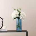 Blue Glass Vase, Glass Flower Vase, Ribbed Glass Vases, Blue Vase, Tall Cylinder Vases for Centerpieces, Living Room, Bedroom, Dining Table, Office, Wedding, Bookshelf Decoration, 10 Inches