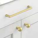 10 Pack 5"(128mm) Brushed Gold Cabinet Pulls Kitchen Cabinet Handles Drawer Handle Cupboard Hardware for Cabinets