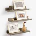 Axeman Floating Shelves for Wall - Picture Ledge Shelf Set of 3 - Rustic Picture Shelf for Wall with Ledge - 16 Inch Floating Shelves with Lip - Photo Ledge - Nursery Bookshelf (Grey)