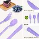 150 Pcs Purple Plastic Silverware, Purple Utensils, Silverware Set Includes 50 Plastic Forks, 50 Spoons, 50 Knives Disposable for Birthday, Celebration, Baby Shower (Lavender)