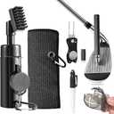 Golf Club Cleaning Kit with Golf Club Cleaner with Water Golf Towel Divot Repair Tool Groove Sharpener Golf Ball Alignment Kit Complete Golf Cleaning Kit Golf Accessories for Women Men (black)