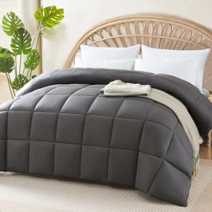 STWIENER 100% Viscose Made from Bamboo Comforter for Hot Sleepers- Breathable Cooling Silky Soft Duvet Insert Cal King Size-with 8 Corner Tabs- All Season Comforter (104x96 Inches, Grey)