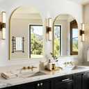 Vanity Bathroom Mirror for Wall, 2 Pack 30"x20" Arched Bathroom Mirror for Over Sink, Arched Metal Frame for Bedroom, Living Room, Entryway, Hanging or Leaning, Gold