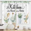 Riyidecor Rustic Eucalyptus Leaves Kitchen Curtains Small Short Leaf Plants Farmhouse Country Botanical Rod Pocket Wooden Board Farm Nature Bedroom Living Room Treatment Fabric 2 Panels 27.5Wx39H Inch (06green)