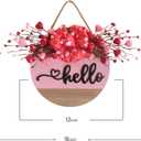 Valentine's Day Wooden Wreaths Sign with Artificial Berry Decoration, Hearts and Buffalo Bow Farmhouse Entrance Outdoor Art Wall Decor