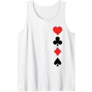 Casino Gambler Playing Card Suits Poker Blackjack Red Black Tank Top, M