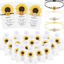 Huquary 36 Set Inspirational Gifts Bulk Sunflower Bracelets for Women Handmade Sunflower Bracelets with Thank You Cards for Friendship Women Coworker Sunshine Party Favors