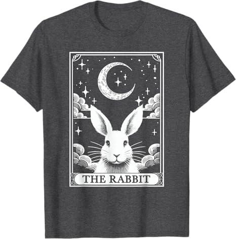 Tarot Card Vintage Crescent Moon Rabbit Animal Lovers T-Shirt, XL