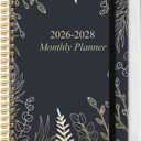 2026-2028 Monthly Planner, 3 Years Calendar from April 2026 - December 2028 with Spiral Binding, Inner Pocket, Elastic Closure, 33 Month Planner for Home | School | Office, 5.8" x 8.5", White Gold Leaf