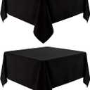 2 Pack Square Table Cloth 52X52 Inch Black Washable Fabric Tablecloth Polyester Solid Dining Table Cover for Birthday Party Dinner Holiday Outdoor Indoor