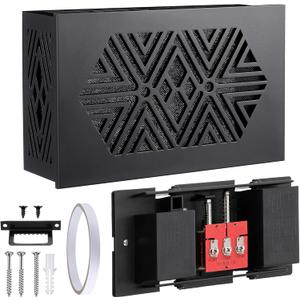 Doorbell Chime Box Wired, 16V 10VA Wired Mechanical Doorbell Chime with Wooden Cover, Front and Rear Door Bell Chimes for Home Wall Inside with Screws & Adhesive Tape, Two Loud Sounds(Black)