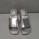 DREAM PAIRS High Chunky Platform Heels for Women Fashion Comfort Slip on Square Open Toe Block Heel Sandals,Size 8.5,Silver-Pu,SDHS2410W