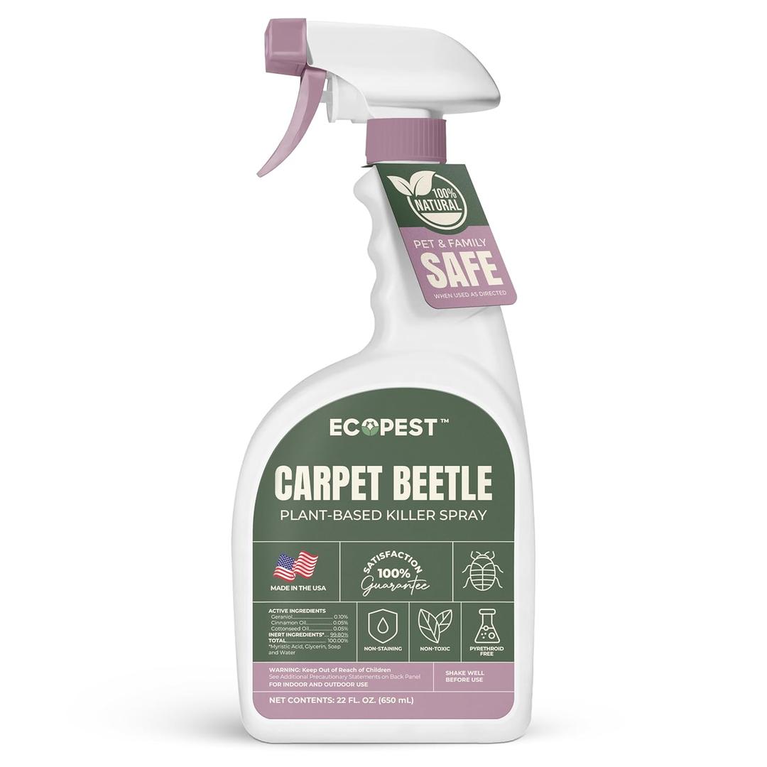 Carpet Beetle Spray – Natural, Plant Based Killer for Carpet Beetles, Eggs & Nymphs | Fabric & Furniture Safe Home Treatment for Indoor Use | Child & Pet Safe, Low Odor, Eco Friendly (22 oz)