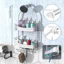 Shower Caddy Hanging; Anti-Swing shower basket over Showerhead with Suction Cups; Never rust Bathroom Organizer, Multiple Hanging Modes Shelf with hooks,White