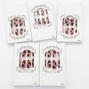 French Tip Press on Nails Short Square Flower Fake Nails Blue False Nails with White Hibiscus Glitter Rhinestones Designs Glossy Glue on Nails Acrylic Nails for Women Girls 24Pcs (Style11)