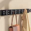 2 Pack Coat Rack Wall Mount, Black Coat Hooks Wall Mounted with 8 Metal Heavy Duty T Shaped Hooks, Pine Soild Wood Large Coat Hanger for Entryway, Living Room, Bathroom (32.3")